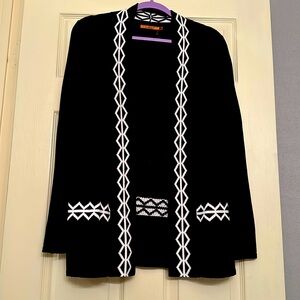 Belldini black w ivory trim cardigan